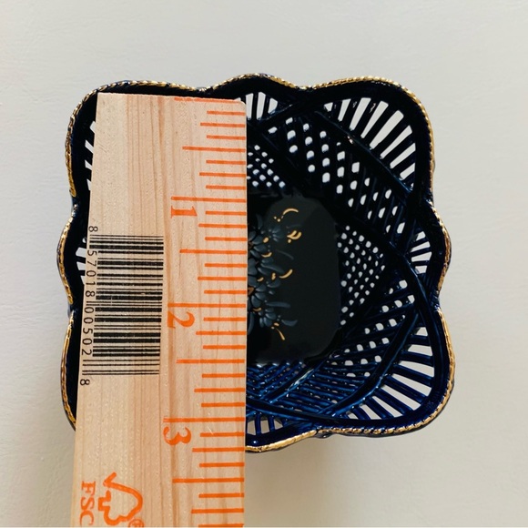 Vintage Arguing Cobalt Blue Woven Handmade Dish Romania - Picture 3 of 13